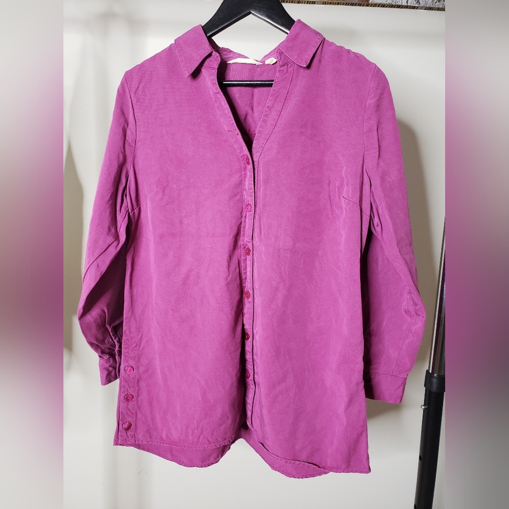 Soft Surroundings | Tencel Purple Button-Up Shirt